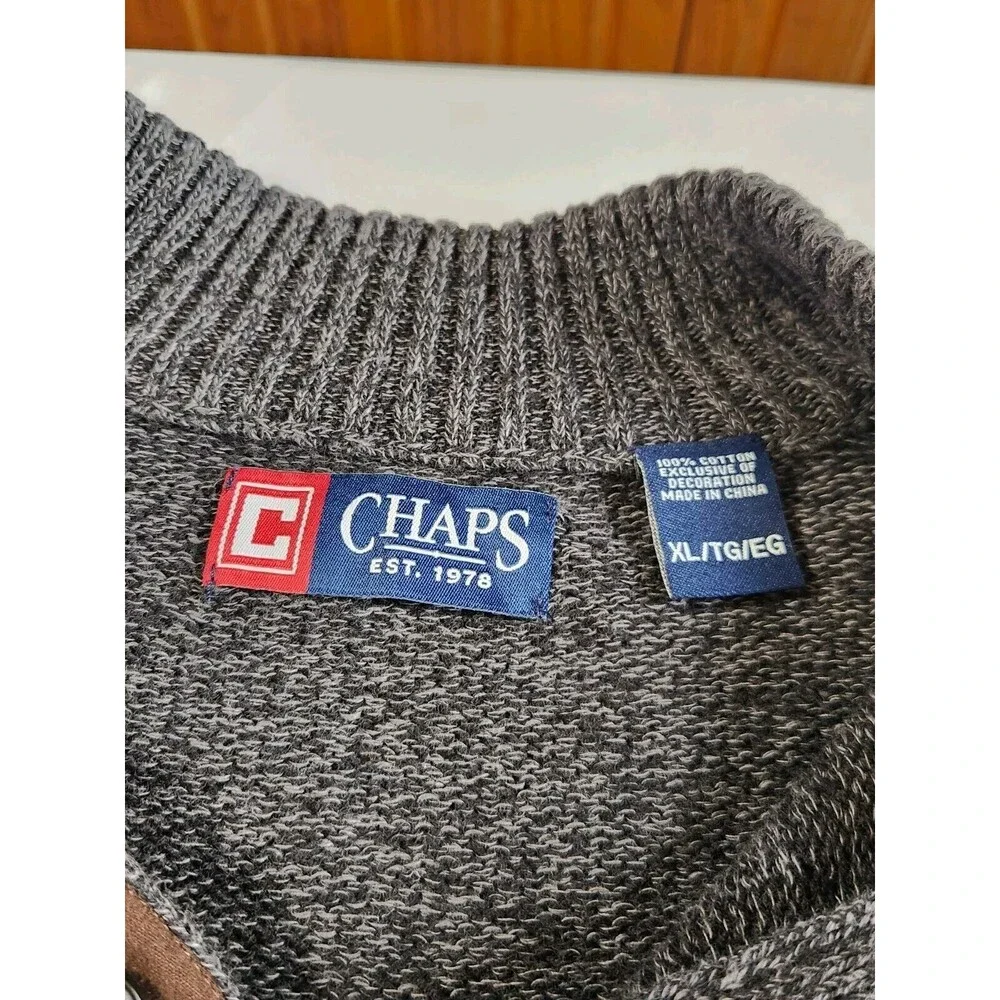 Mens Chaps Long Sleeve Quarter Button Sweater Sz XL 100% Cotton